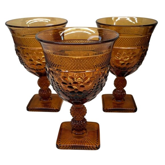 3 Imperial Glass Chroma Amber Water Goblets 5 1/2" - Picture 1 of 7